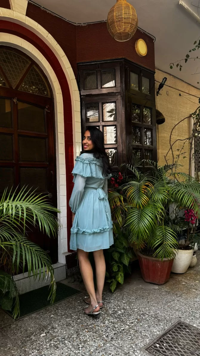 Mint Frill Georgette Dress