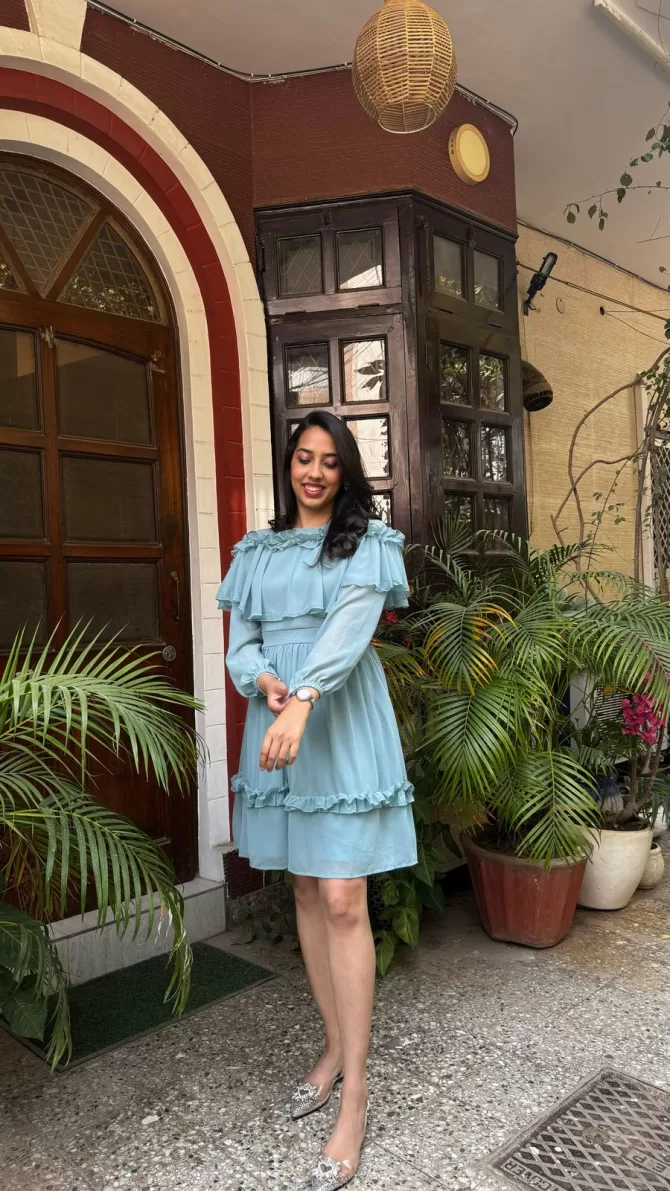 Mint Frill Georgette Dress