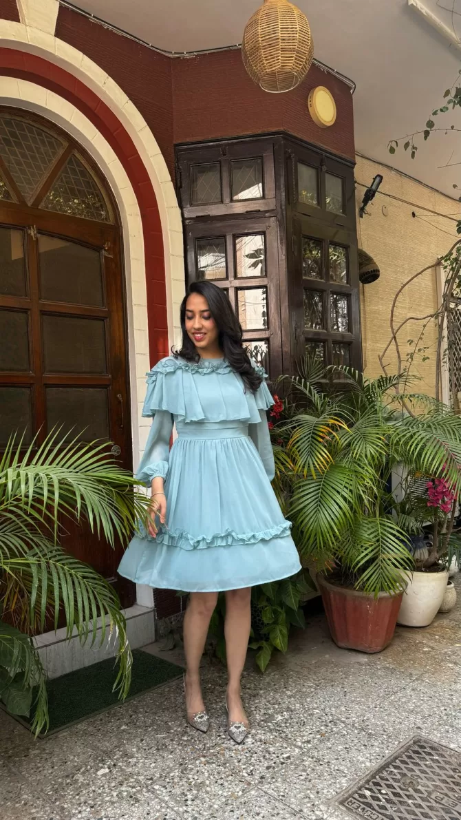 Mint Frill Georgette Dress