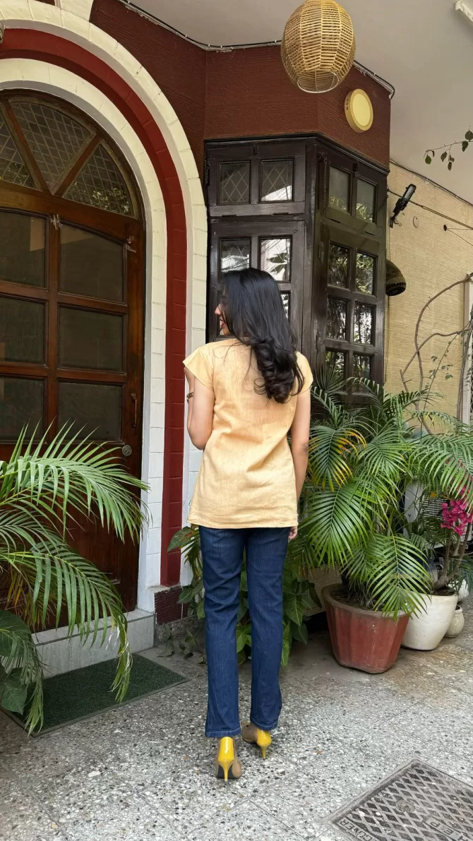 Embroidered Cotton Tunic - Yellow