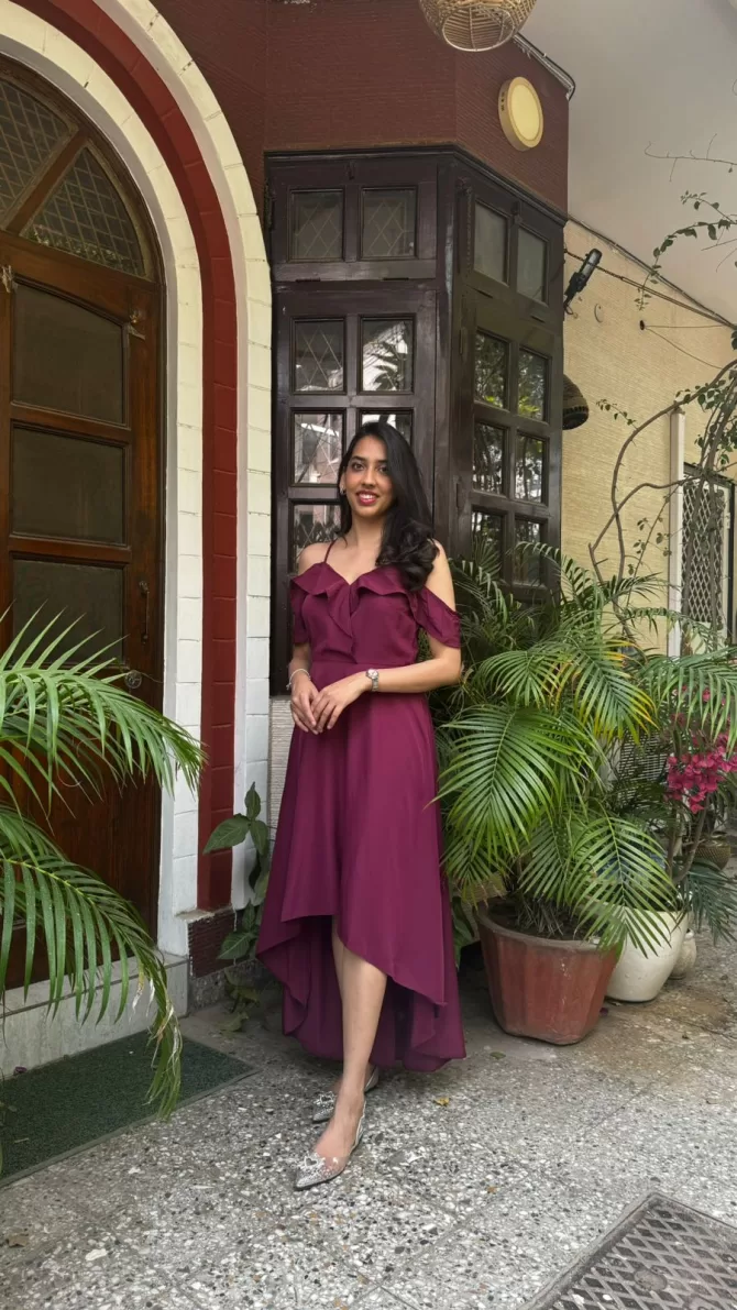 Wine Drop Shoulder Dress