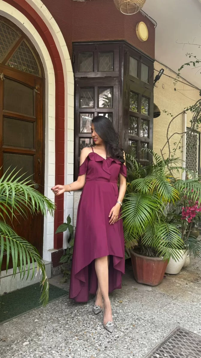 Wine Drop Shoulder Dress