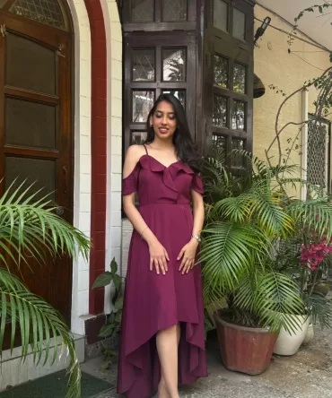 Wine Drop Shoulder Dress 2