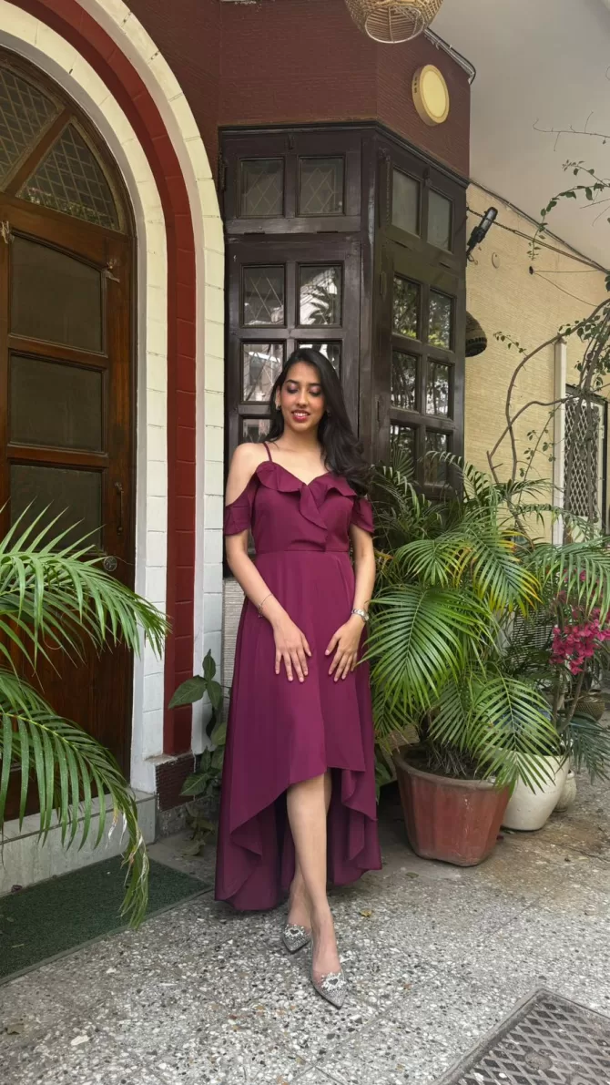 Wine Drop Shoulder Dress