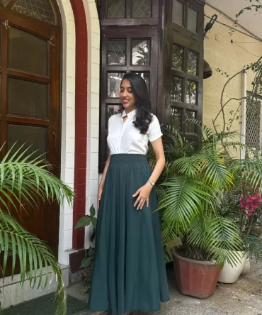 Royal Green Solid Palazzo (Free Size) 2