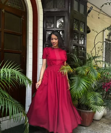 Maroon Solid Palazzo (Free Size)
