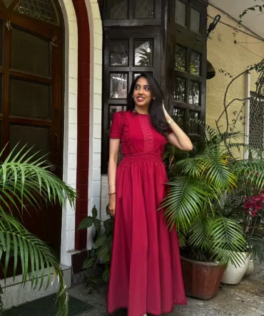Maroon Solid Palazzo (Free Size) 2