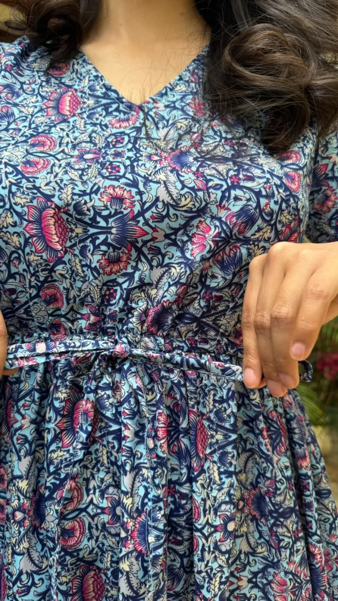Glee Lounge Dress - Floral Blue