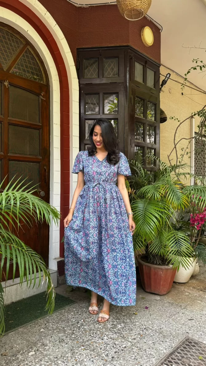 Glee Lounge Dress - Floral Blue