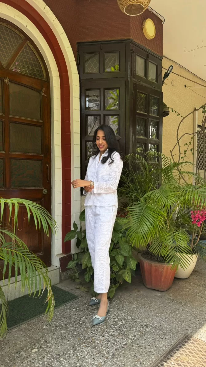 Crochet Inspired Co-Ord Set - White