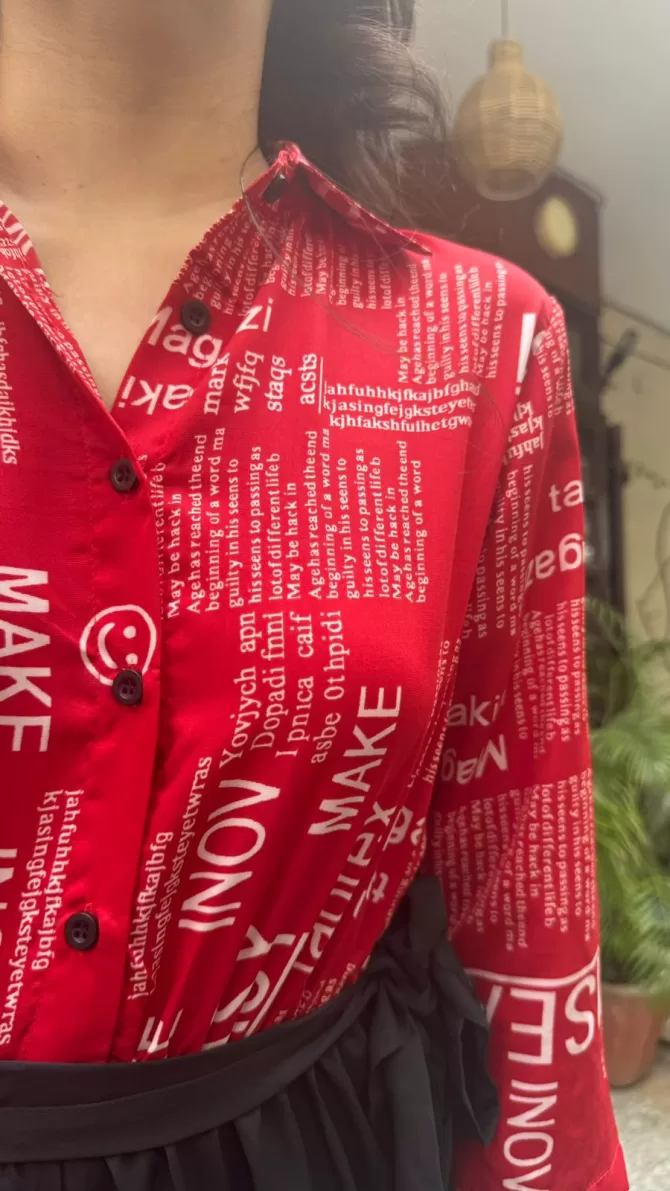 Magazine Printed Jumpsuit - Bright Red
