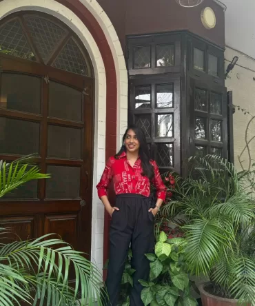 Magazine Printed Jumpsuit – Bright Red