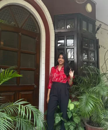 Magazine Printed Jumpsuit – Bright Red 2