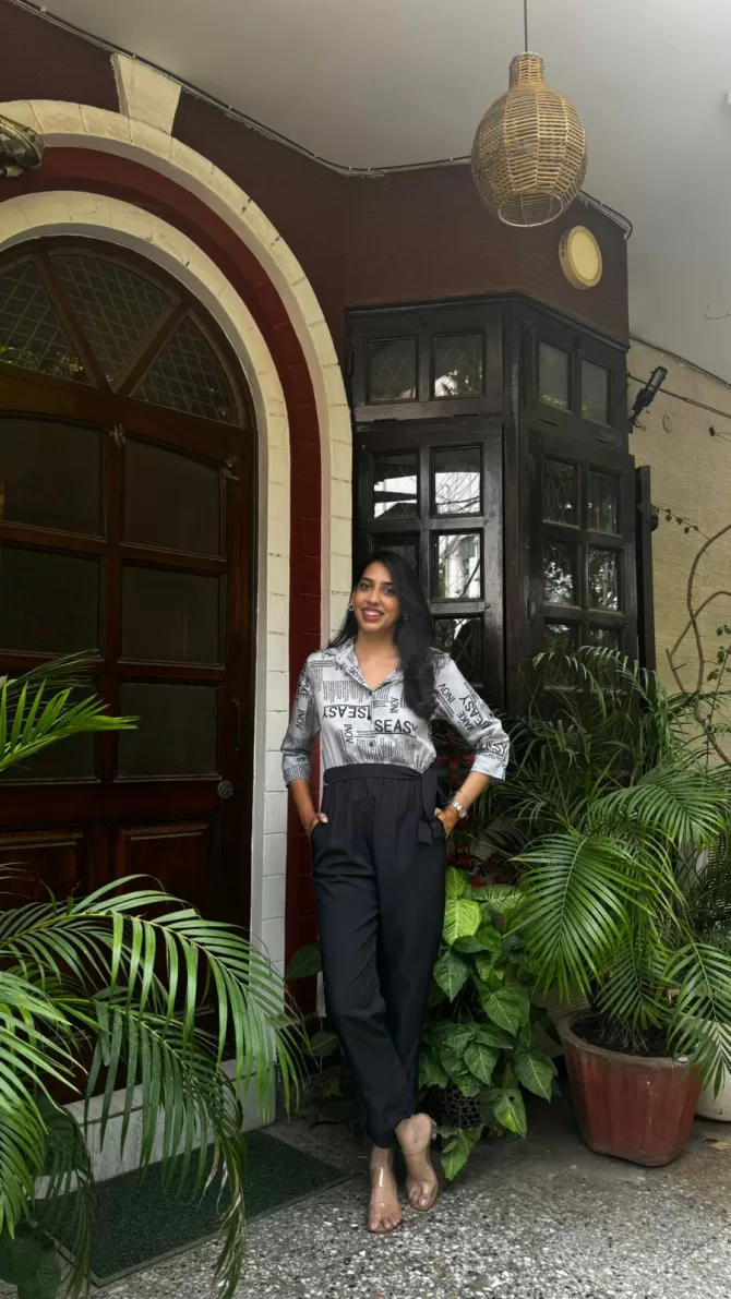Magazine Printed Jumpsuit - Grey