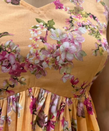 Strappy Dahlia Cotton Tunic – Yellow 2