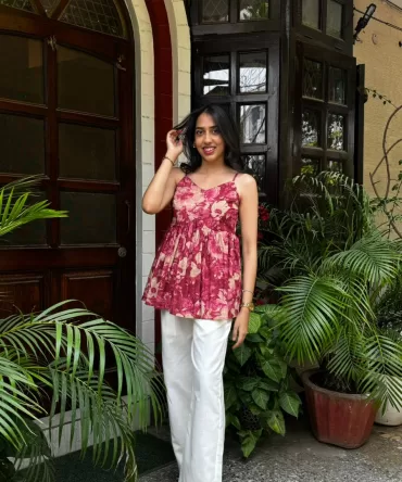 Strappy Dahlia Cotton Tunic – Maroon