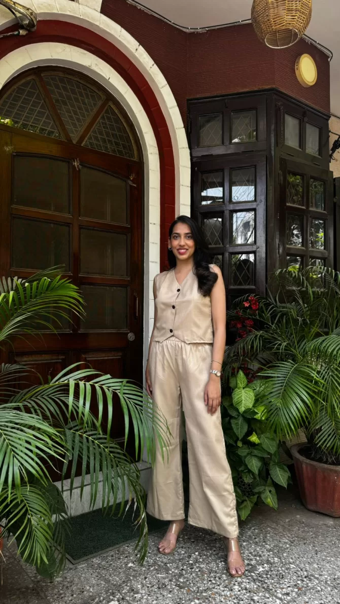 Cotton Waistcoat Set - Beige