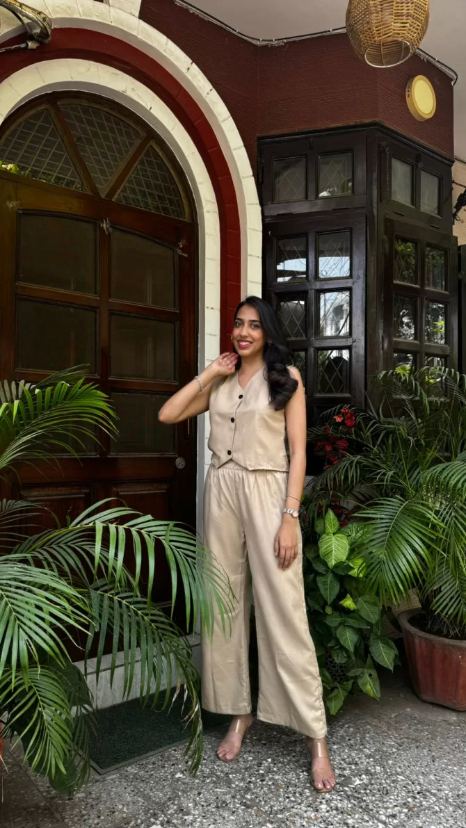 Cotton Waistcoat Set - Beige