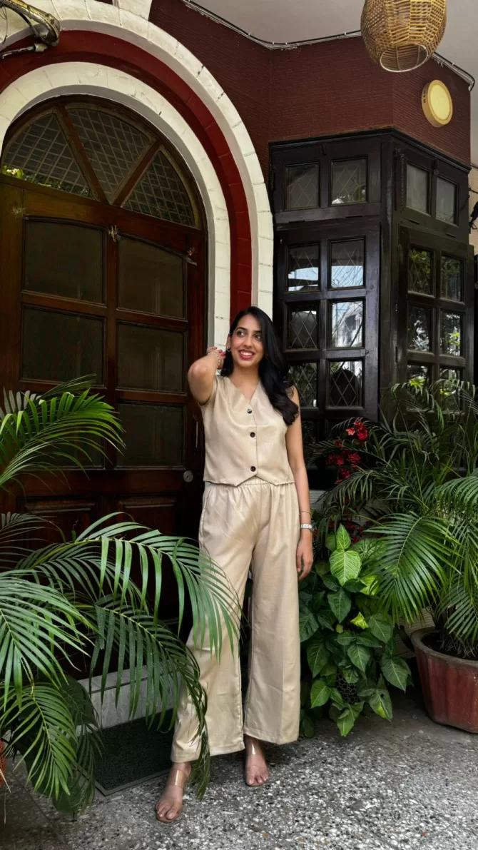 Cotton Waistcoat Set - Beige