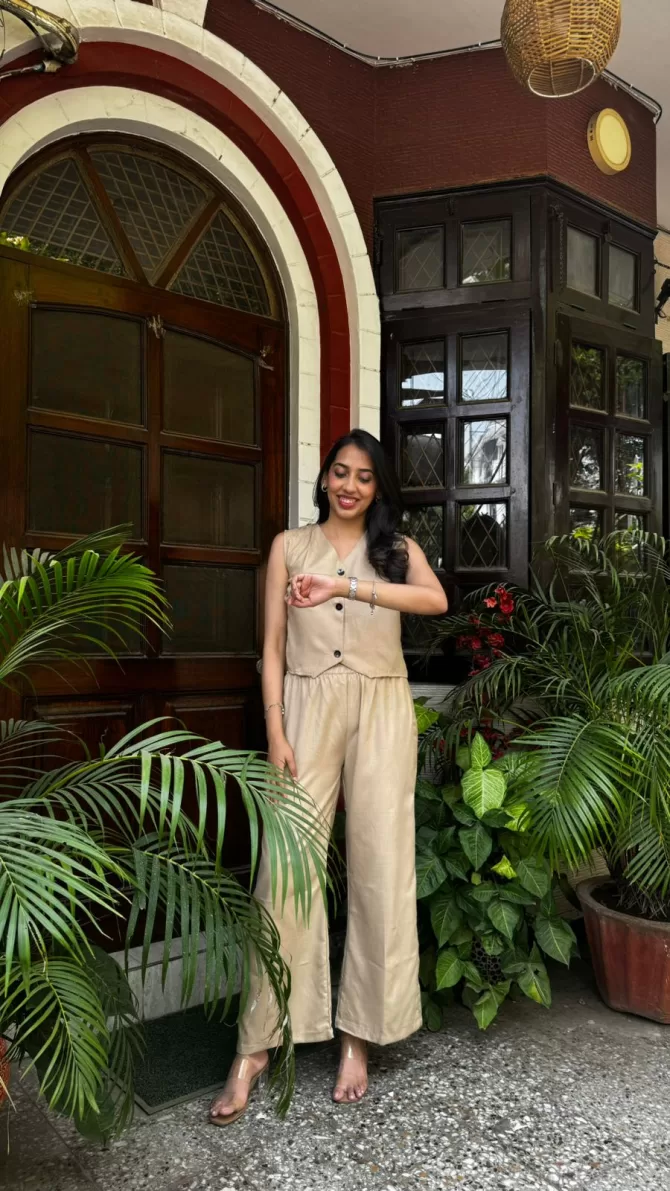 Cotton Waistcoat Set - Beige