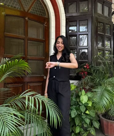 Cotton Waistcoat Set – Black – WITH SLEEVES FABRIC 2