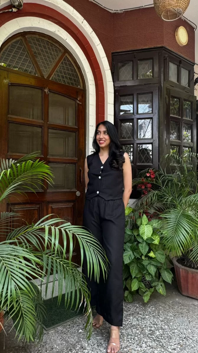 Cotton Waistcoat Set - Black