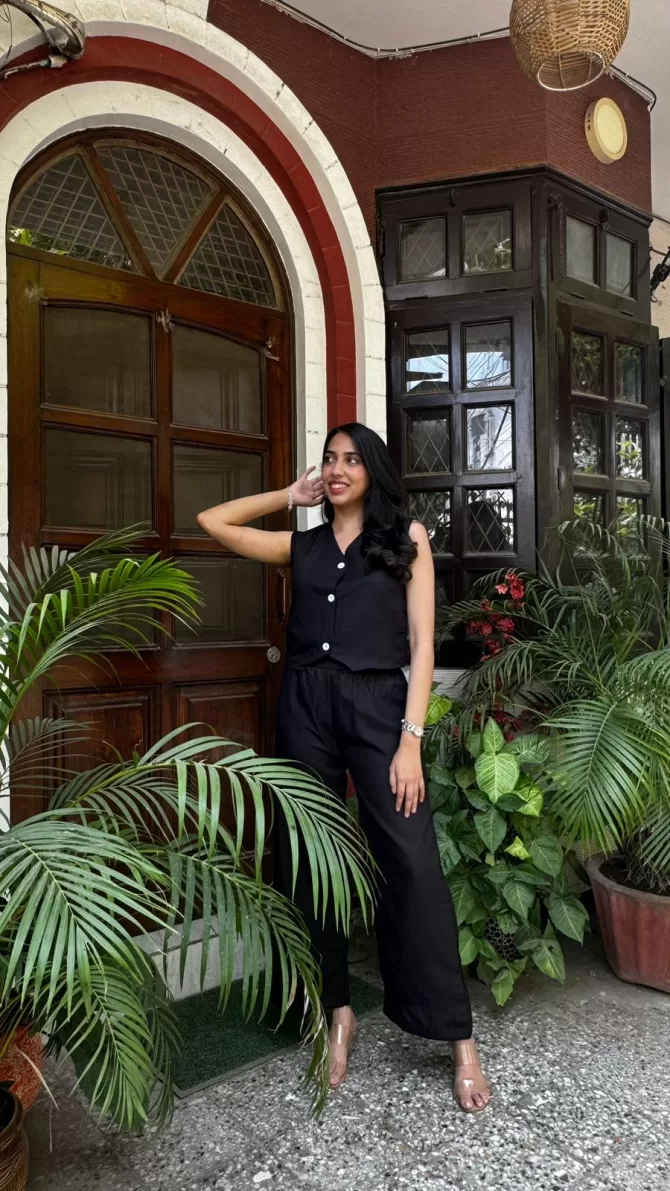 Cotton Waistcoat Set - Black