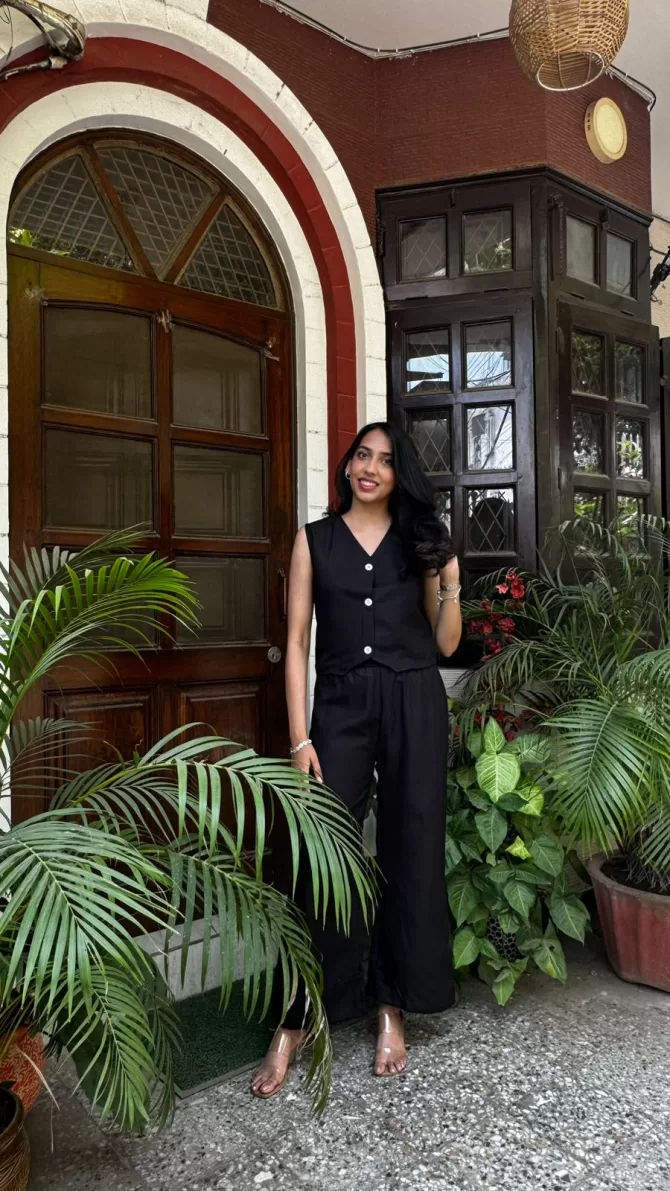 Cotton Waistcoat Set - Black