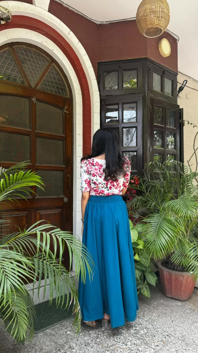 Teal Solid Palazzo (Free Size)