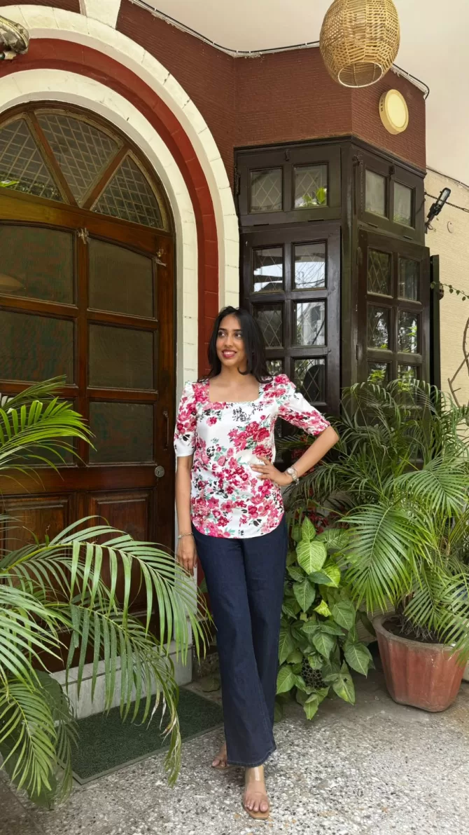 Wild Rose Puff Top