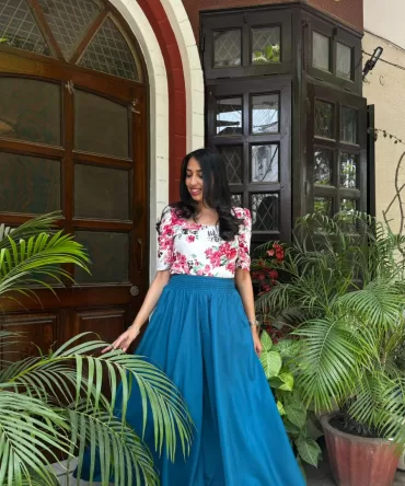 Teal Solid Palazzo (Free Size)