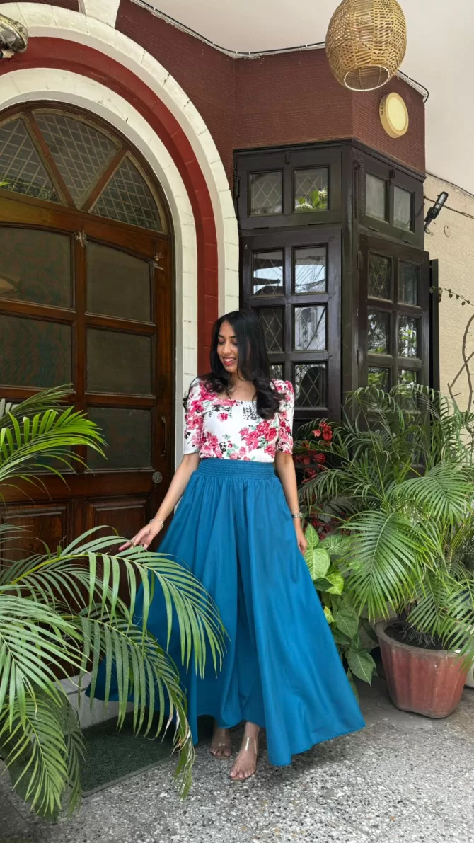 Teal Solid Palazzo (Free Size)