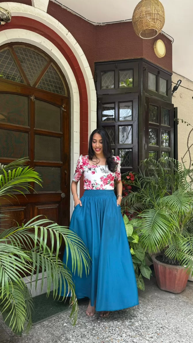 Teal Solid Palazzo (Free Size)