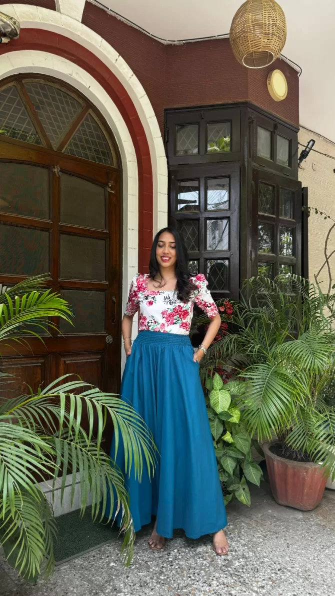 Teal Solid Palazzo (Free Size)