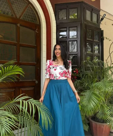 Teal Solid Palazzo (Free Size) 2