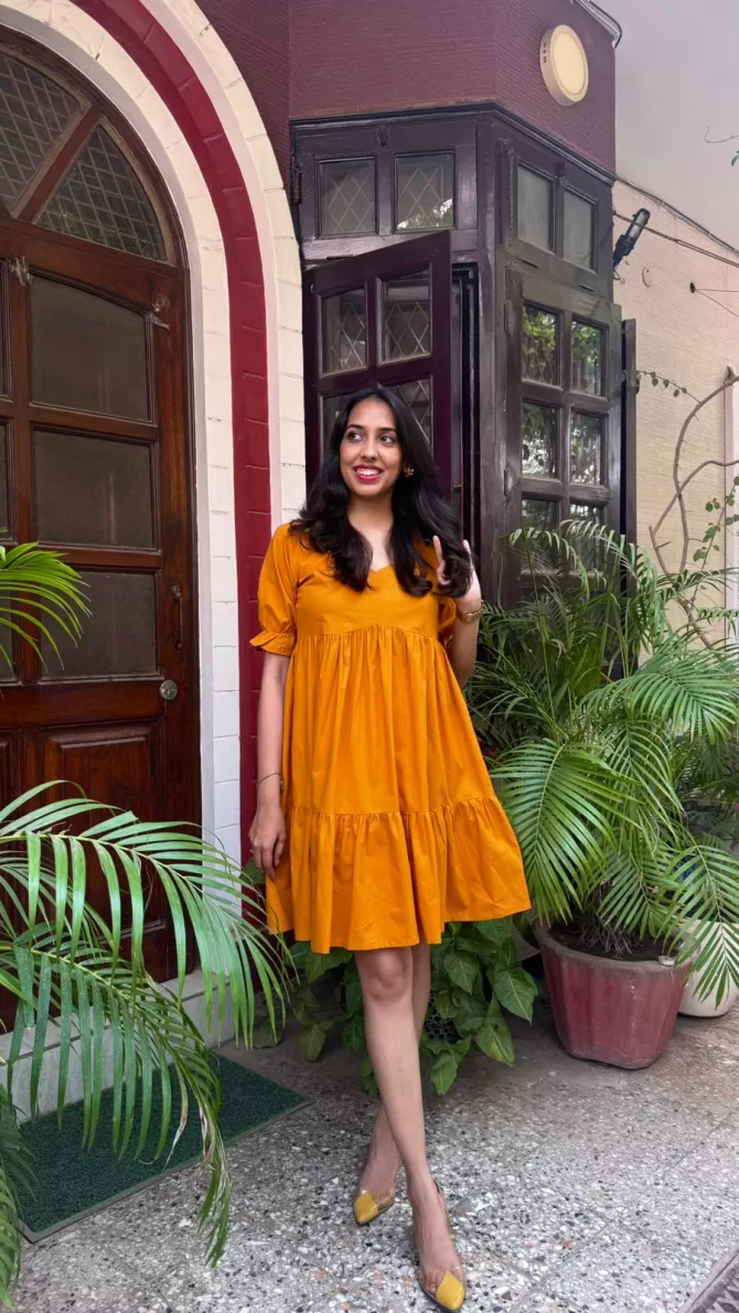 Pop of Color Cotton Dress - Mustard