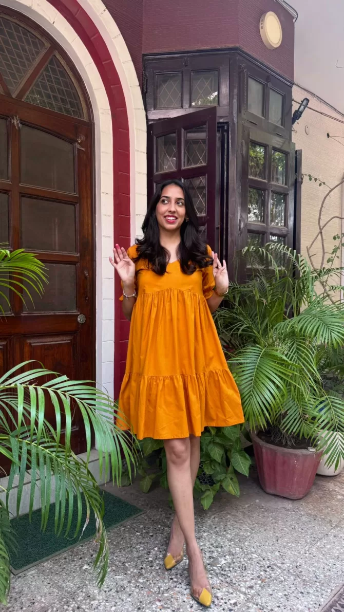 Pop of Color Cotton Dress - Mustard