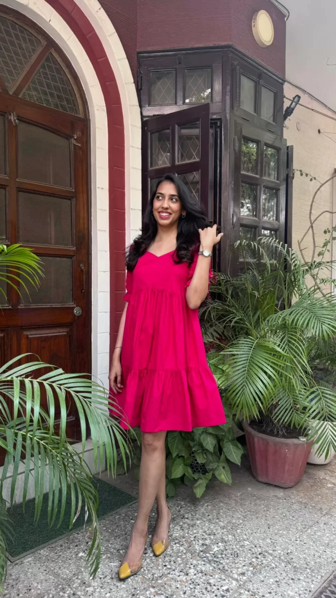 Pop of Color Cotton Dress - Pink