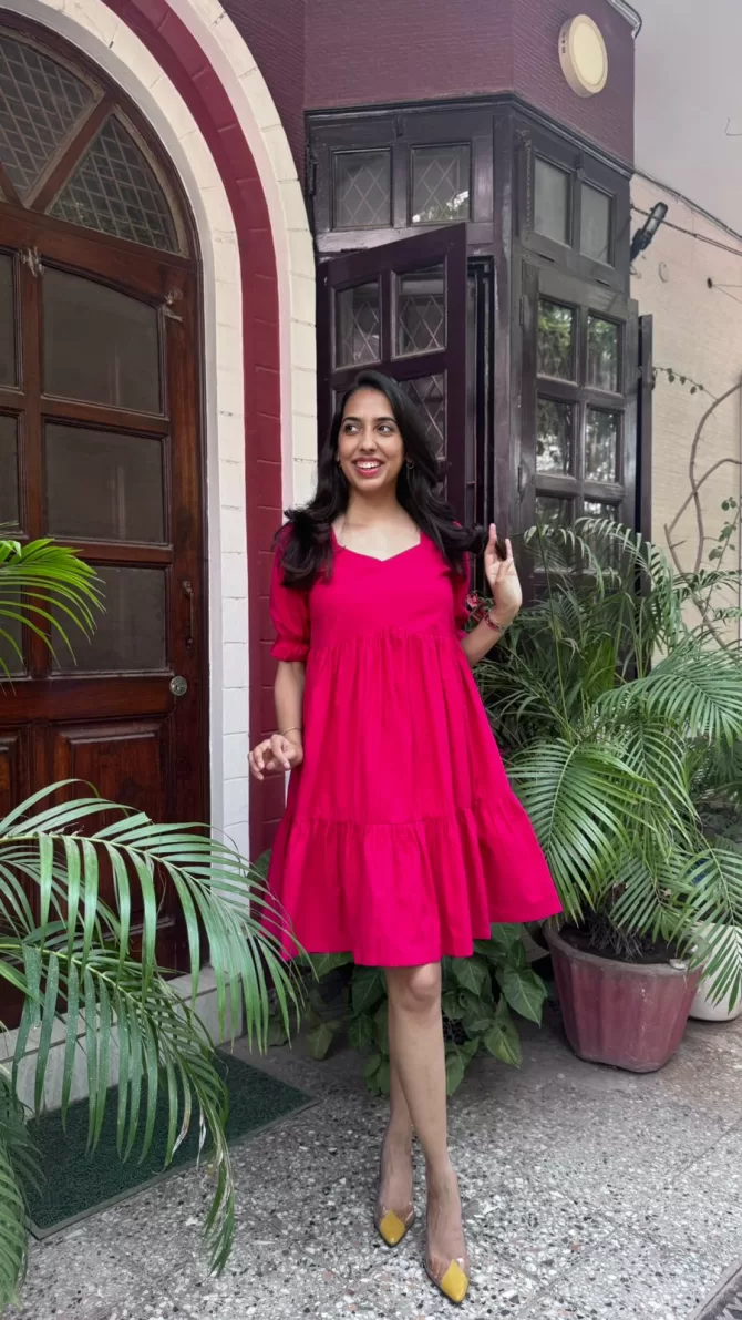 Pop of Color Cotton Dress - Pink