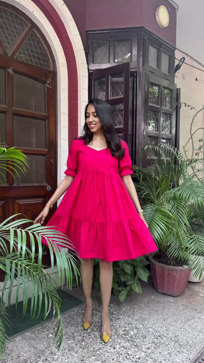 Pop of Color Cotton Dress - Pink