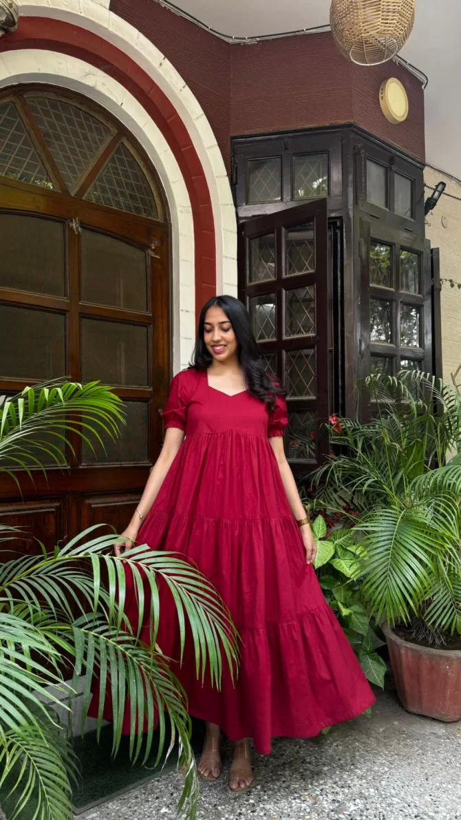 Splash of Color Cotton Maxi - Maroon