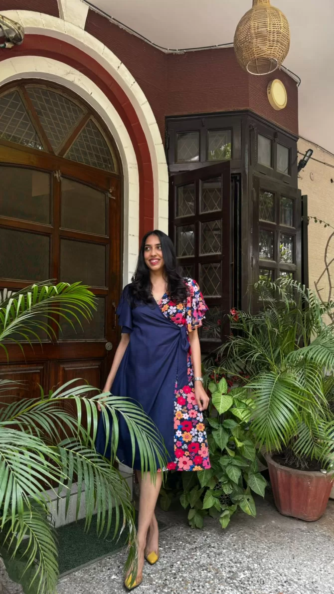 Waverly Floral Wrap Dress - Blue (Premium Fabric)