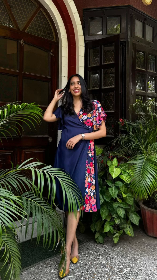 Waverly Floral Wrap Dress - Blue (Premium Fabric)