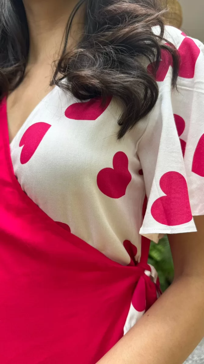 Waverly Heart Wrap Dress - Pink (Premium Fabric)