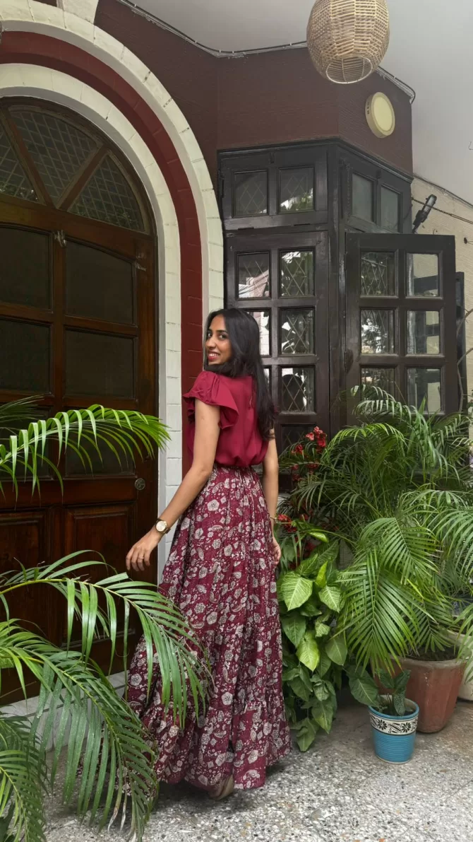 Twilight Heavy Tiered Skirt - Maroon