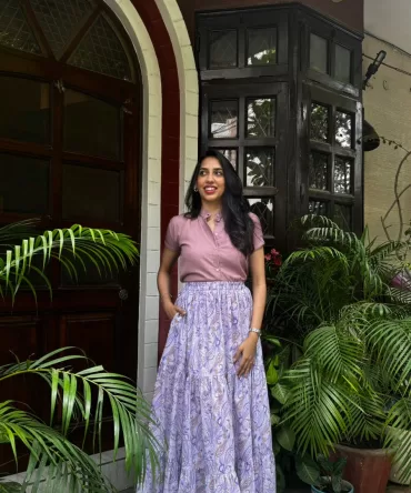 Tiered Cotton Skirt – Purple 2