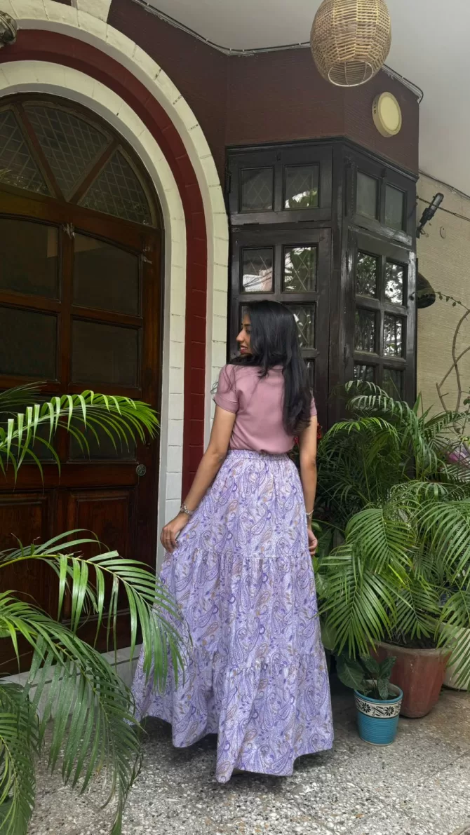 Tiered Cotton Skirt - Purple