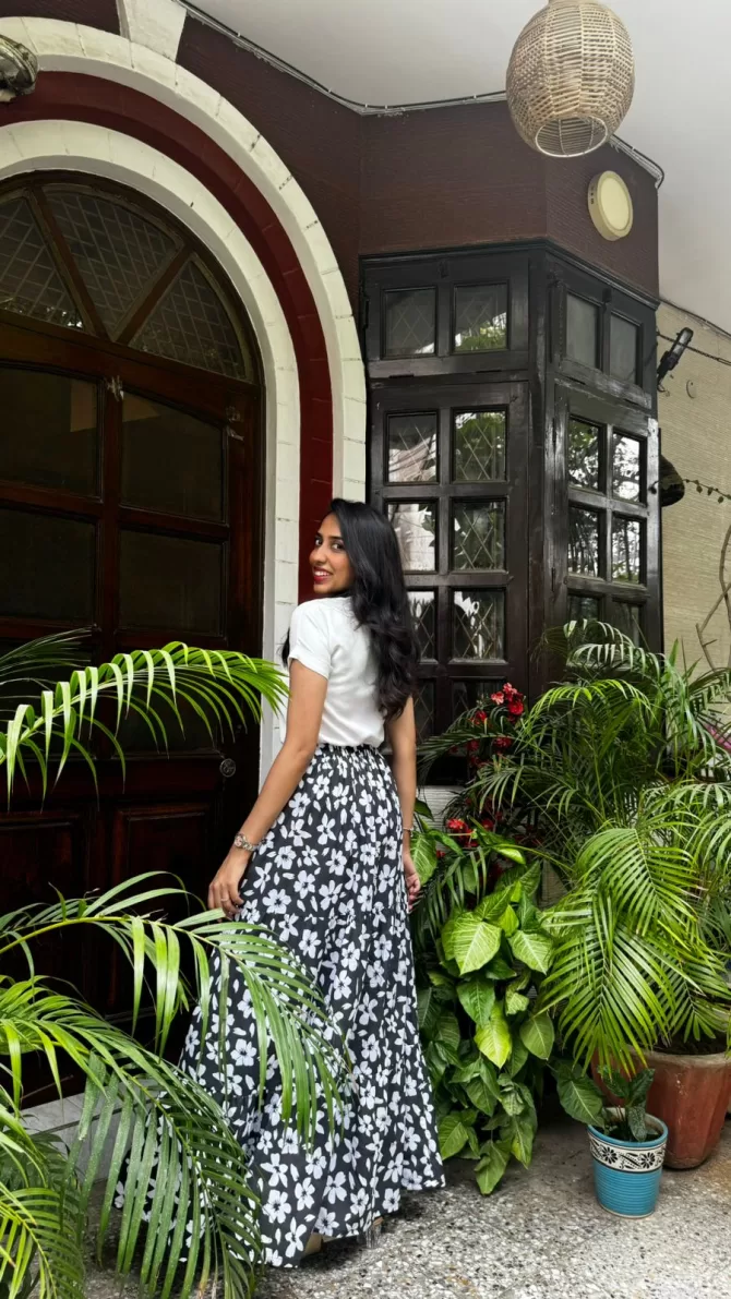 Tiered Cotton Skirt - Black