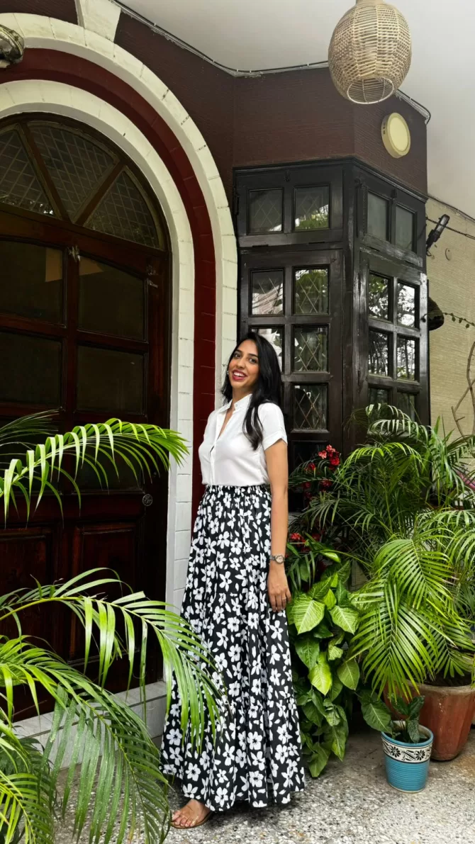 Tiered Cotton Skirt - Black