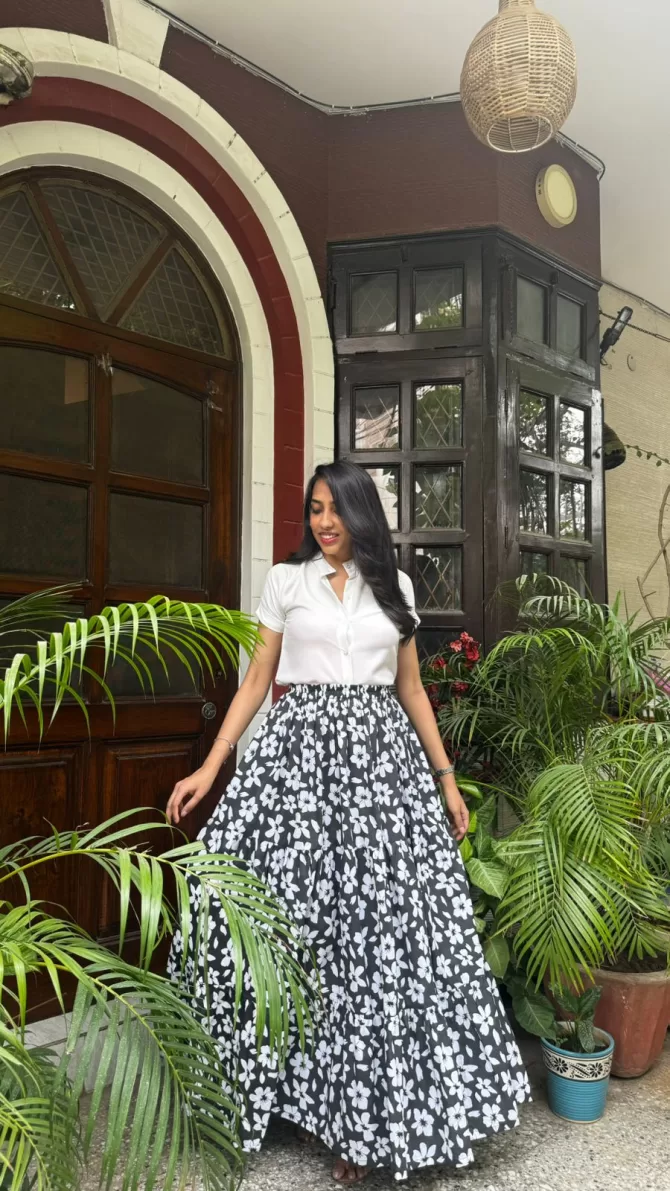 Tiered Cotton Skirt - Black